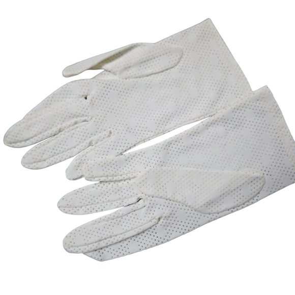 50s circle pattern white driving gloves